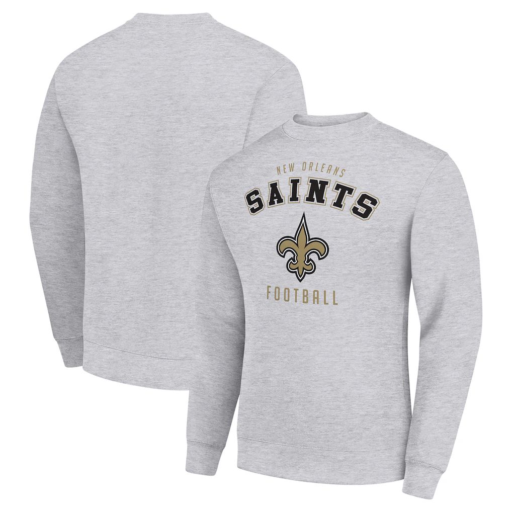 Men 2026 NFL New Orleans Saints grey round-neck sweatshirt style 01->new orleans saints->NFL Jersey